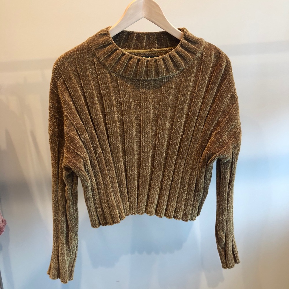Cropped mock neck sweater